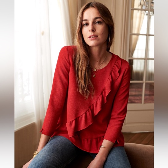 Sezane Jerry Blouse Rouge 38 - Picture 2 of 8